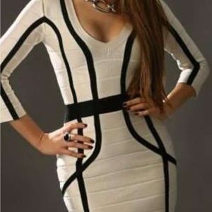 French Connection Bodycon Black and White Dress